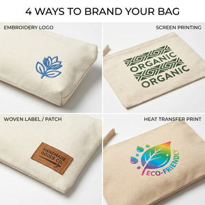 Custom Print Logo Cotton Makeup <strong>Bags</strong> Reusable Canvas Cosmetic Pouch Portable Pencil <strong>Bag</strong> with Zipper Make up Brush <strong>Bag</strong> - Product Image 6