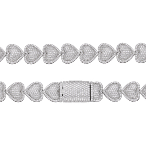 힙합 아이스 아웃 마이크로 파베 CZ 지르코니아 래퍼 초커 쥬얼리 하트 모양 버블 쿠바 테니스 체인 목걸이 남성용 여성용 - Product Image 5