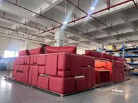 Canapé modulaire en cuir postmoderne 7 places, grand, blanc crème, de luxe, italien, Babylon, avec étagère d'angle