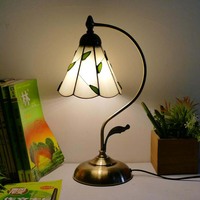 Lampe de table style Tiffany, lampe de bureau en verre teinté, base en fer, lampe de lecture pour chambre à coucher, salon