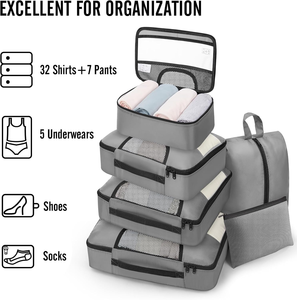 Juego <span class=keywords><strong>de</strong></span> 8 Cubos <span class=keywords><strong>de</strong></span> Embalaje Deportivos <span class=keywords><strong>de</strong></span> Poliéster con Asa y Cierre <span class=keywords><strong>de</strong></span> Cremallera, Ligeros y Plegables, 4 Tamaños para Equipaje <span class=keywords><strong>de</strong></span> Mano - Product Image 5