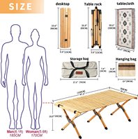 Table de pique-nique basse Portable, table de pique-nique pliante en bambou de 4 pieds pour le Camping, le vin et le barbecue