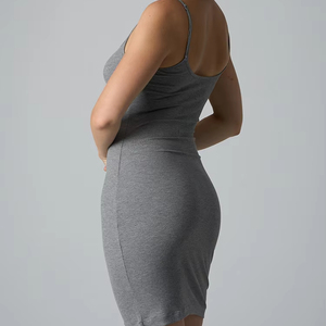 Trendy Modal Rib-Knit Spaghetti-Strap High-Stretch Slim-Fit Slimming Bodycon Plus-Size Lounge Dress pour les femmes - Product Image 6