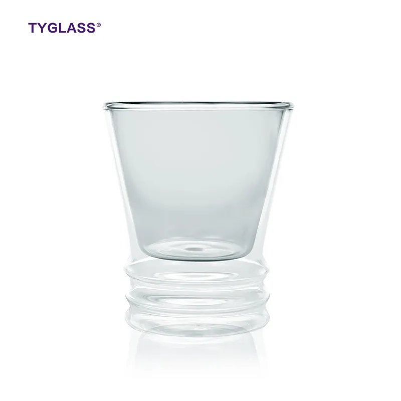Low Price heat resistance glass tea cup creative reusable clear insulated vacuum art double glass wall cup