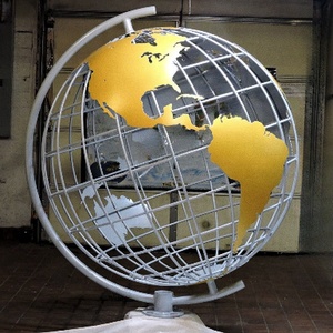 Escultura de Globo Terráqueo de Acero Inoxidable, Estatua de la Tierra en Forma de Esfera Metálica, Decoración de Jardín Grande Personalizada para Exteriores - Product Image 4