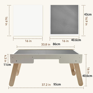 Mesa <span class=keywords><strong>de</strong></span> Juego Plegable 3 en 1, Mesa <span class=keywords><strong>de</strong></span> Actividades <span class=keywords><strong>de</strong></span> Madera para Niños con Bloques <span class=keywords><strong>de</strong></span> Construcción para Cuarto Infantil - Product Image 2