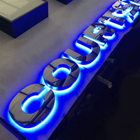 Letras de canal personalizadas de fábrica, señalización plateada, tienda de negocios, letreros con logotipo de marca de empresa con retroiluminación Led
