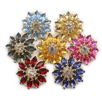 Boutons à tige en verre HFOUR de 38 mm, motif fleurs, strass, plaqués, couleur blanc clair, 3D, pour couture et décoration de vêtements DIY