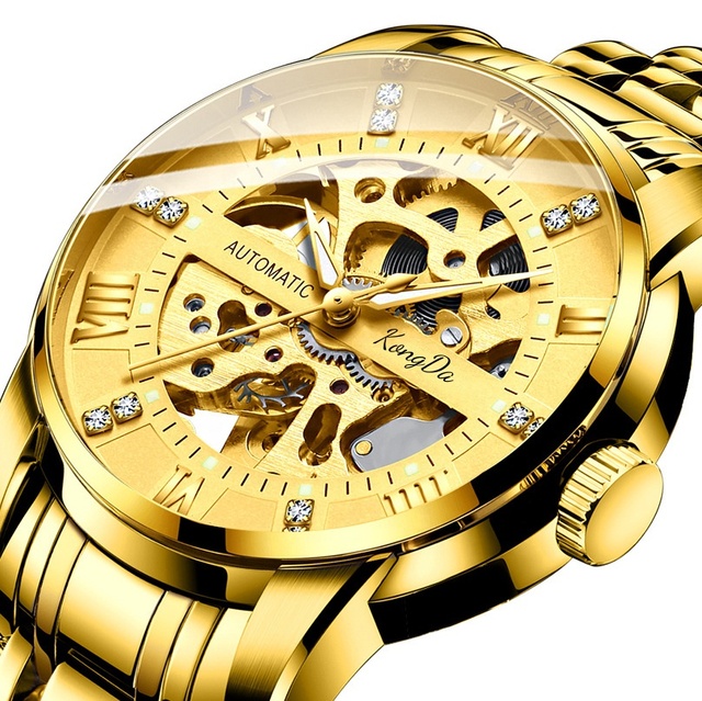 Luxurious Sport Style Men's 13.7mm Thick Alloy Automatic Mechanical Luminous Dive Watch Customizable 5BAR Water Resistant