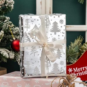 Christmas Wrapping <b>Paper</b> Silver Metallic ChristmasTree Snowflake <b>Pattern</b> Wrapping <b>Paper</b> Pink Silver Double Side Wrapping <b>Paper</b> - Product Image 1