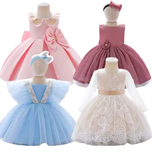 Hochwertige Prinzessin Blumen kleid Fee Schöne Taufe Kleid Baby Mädchen Puffy Kleider