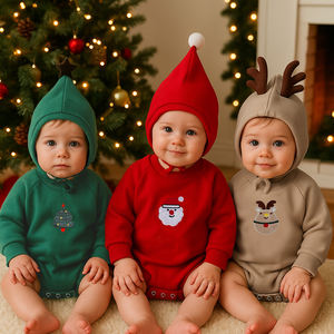 Ropa de Navidad para Bebé Recién Nacido Niño y Niña Pelele Abombado de Felpa y Algodón Ropa de Invierno para Bebé Mamelucos para Recién Nacido - Product Image 1