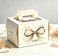 Boîte d'emballage carrée haut de gamme biodégradable pour gâteau Tiramisu personnalisé, 4 pouces, avec fenêtre et poignée, pour cadeau d'anniversaire, fête de mariage