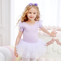 Charmant vêtement de danse classique à manches courtes avec jupe tutu bouffante-Un must pour les petits danseurs