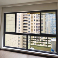 Ventanas Corredizas de Doble Acristalamiento con Marco de Aleación de Aluminio y Refuerzo de Acero Templado, Estilo Europeo Horizontal para Villa