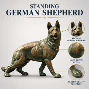 Escultura <span class=keywords><strong>de</strong></span> Pastor Alemán <span class=keywords><strong>de</strong></span> Bronce Fundido a Tamaño Real, Pose Caminando, Acabado Moderno en Bronce, Tamaños Personalizados, Estatua <span class=keywords><strong>de</strong></span> Animal - Product Image 2
