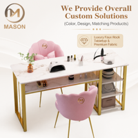 Ensemble moderne de table et de chaises de manucure en fer pour salons de manucure et bars à ongles - Options simple/double