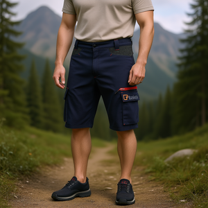 Pantalones Cortos de Trabajo Estilo Bermuda para Hombre, Color Azul Oscuro, Diseño con Bolsillos Tipo Cargo - Product Image 3