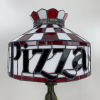 Lampe de table européenne décorée de verre coloré, motif pizza, lampe de bureau pratique et simple avec base en résine, adaptée aux chambres à coucher et aux tables de chevet