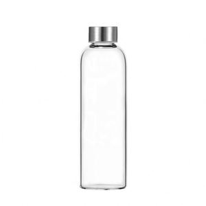 Bouteille d'eau en verre borosilicate transparent de grande capacité avec logo personnalisé, 500 ml, 750 ml, 1000 ml, avec couvercle en acier inoxydable pour le camping - Product Image 1