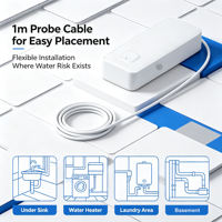 Système d'alarme de sécurité Tuya pour la maison, détecteur de fuite d'eau indépendant, alerte de niveau d'eau via Wi-Fi, système d'alarme de sécurité contre les inondations, ABS, 90 dB, portée de détection de 10 m