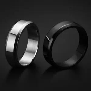 Moda Full Size 5 colori anello in acciaio inossidabile 316L 8mm di larghezza spazi vuoti numeri romani anelli anello cz in acciaio inossidabile