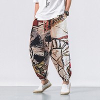 Nouvelle Arrivée 2026 – Pantalon Décontracté Homme en Coton et Lin Imprimé, Taille Mi-Haute, Coupe Ample, Idéal Quotidien et Extérieur
