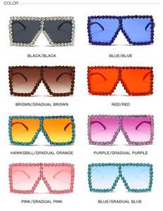 Lunettes de soleil carrées surdimensionnées en cristal avec logo personnalisé, grandes lunettes de soleil ornées de strass, lunettes de soleil surdimensionnées pour femmes, lunettes de soleil en diamant - Product Image 6