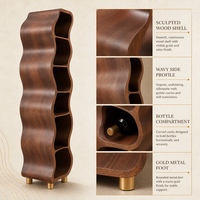 Range-bouteilles 3D en bois courbé, durable et écologique, support ondulé pour bouteilles, présentoir de table en bambou, organisateur de bar nordique moderne pour la maison