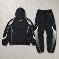 Ensemble de survêtement en nylon pour homme, personnalisé OEM/ODM, avec veste coupe-vent à capuche et pantalon de survêtement, color block, fabricant de vêtements sur mesure