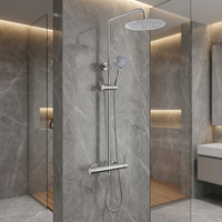 Mitigeur de douche à poignée unique en acier inoxydable brossé avec douchette pluie et douchette à main