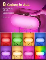 LOHAS 0.7W RGB Night Lights Plug In Wall Dusk Dawn Sensor Nightlight Color Changing RGB Night Light Lamp for Indoor Lighting