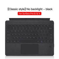Casing kulit Keyboard tanpa lampu latar, untuk Microsoft Surface Pro 8 / 9 / X magnetik nirkabel