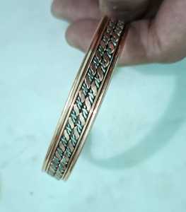 Multi Band Copper Cuff <b>Bracelet</b> With Layered Stripes And Artistic Detailing <b>For</b> Men Women Contemporary Fashion <b>Charm</b> <b>Bracelets</b> - Product Image 2
