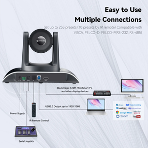 3x Caméras de conférence PTZ <span class=keywords><strong>Zoom</strong></span> avec haut-parleur USB Blue Tooth Système de diffusion <span class=keywords><strong>en</strong></span> direct pour réunions <span class=keywords><strong>en</strong></span> <span class=keywords><strong>ligne</strong></span> - Product Image 2