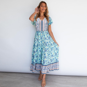Vestido largo informal con estampado Floral <span class=keywords><strong>para</strong></span> mujer, ropa elegante <span class=keywords><strong>para</strong></span> vacaciones de verano, <span class=keywords><strong>2022</strong></span> - Product Image 3