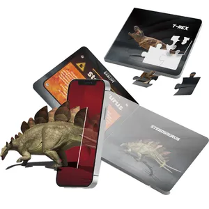 QS 2023 Newest Dinosaur Augmented Reality APP Controlled AR 3D Viewing Interactive Dino Model Kids Jigsaw Puzzle Game Book Toys