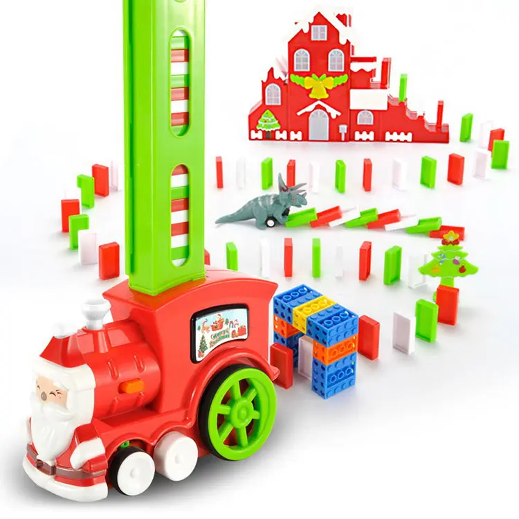 Ensemble de jouets à empiler électriques Blocks Rally avec lumières et sons Train Domino de Noël pour enfants