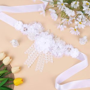Ceinture de maternité bohème en dentelle blanche pour baby shower, thème floral, ceinture de ventre pour future maman, <span class=keywords><strong>décorations</strong></span> de fête - Product Image 5