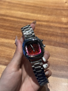 레트로 스퀘어 바운스 디지털 시계 합금 케이스 유리 스테인레스 스틸 스트랩 방수 3BAR 미래 기술 스타일 - Product Image 6