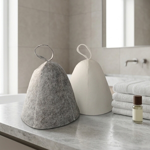 Chapeau de sauna en feutre avec logo brodé personnalisé, protection thermique épaisse pour salle de sauna et complexe de bains chauds - Product Image 1
