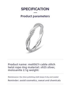 925纯银辉石结婚戒指1.3毫米圆形切割带扭柄全永恒时尚设计珠宝承诺 - Product Image 6