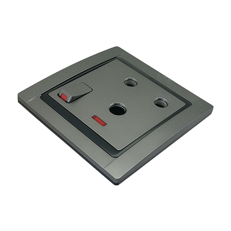 BS Industrial Electrical Power Wall Switch Control 15A Socket Smart Home Hotel Wall Mounting Silver Touch Panel Wall Switches