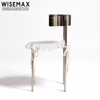 WISEMAX FURNITURE Nouvelle conception Chaise de salle à manger en acier inoxydable miroir Meubles de maison Chaise de salle à manger grise unique pour café boutique appartement