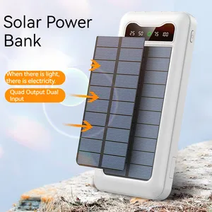 Carregador solar portátil fino à prova d'água Powerbank 10000mAh Carregador Power Bank 10000mAh Flash Light Carregador com suporte para bancos de energia solar