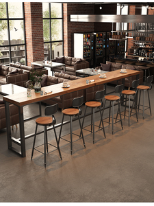 Moderno in legno massello sedia alta combinazione per la casa balcone o spazio commerciale panca stretta per il latte negozio di tè Bar tavolo - Product Image 5