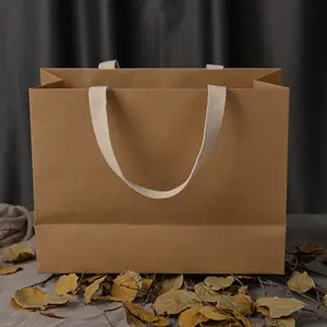 Специальная коричневая крафт-бумага с хлопковой ручкой, оптовая продажа упаковочных сумок для покупок из модного магазина Нью-Йорка