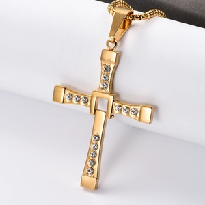 Colgante de cruz clásico de acero inoxidable con circonita de Dominic Toretto para mujeres y hombres, collar de Jesús con cristales, amuletos, regalos de joyería - Product Image 5