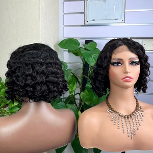 วิกผมแท้แบบ Afro Curl ลอนลึก แบบ Water Wave  4x4  พร้อมเชือกผูกปิดผม  สีธรรมชาติ - Product Image 2