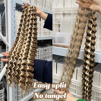 Nouvel Arrivage Cheveux à Tresser Deep Twist 24 pouces 100% Fibre Kanekalon Longs Cheveux au Crochet Ondulés Ocean Wave Ombre Colorés Boucles Wand Curl Vente en Gros